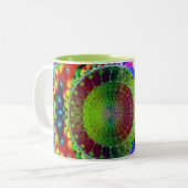 Farbträume - Geometrisches Fraktal Design Zweifarbige Tasse (Vorderseite Links)