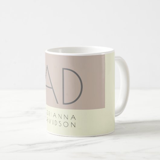Farbtrendy für vertikale Monogramme Minimalistisch Kaffeetasse (VorderseiteRechts)
