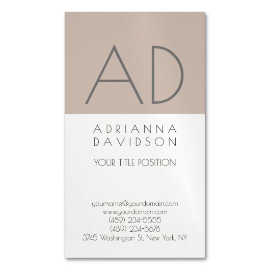 Farbtrendy für vertikale Monogramme Minimalistisch Magnetische Visitenkarte (Vorderseite Vertikal)