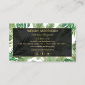 Farbtropische Blätter Monogramm weiß/schwarz Visitenkarte (Rückseite)