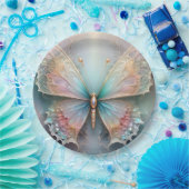 Farbtupfer: Pastellfarbenes Fraktal Schmetterlings Pappteller (Party)