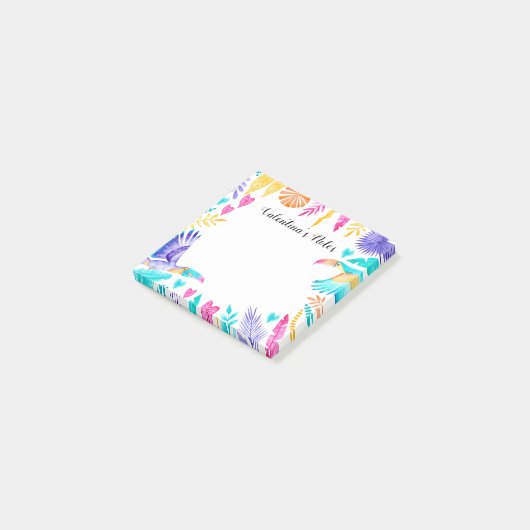 Farbtupfer und tropische Blätter Post-it Klebezettel (angewinkelt)