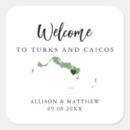 Farbturks und Caicos Hochzeitungs-Begrüßungstasche Quadratischer Aufkleber