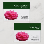 Farbüberschrift III - Rosa Kamelie - Dunkelgrün Visitenkarte (Vorne/Hinten)