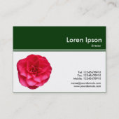 Farbüberschrift III - Rote Kamelie - Dunkelgrün Visitenkarte (Rückseite)