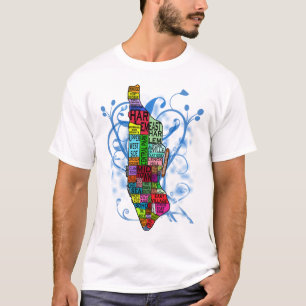 Farbunterlegte Manhattan-Karte T-Shirt