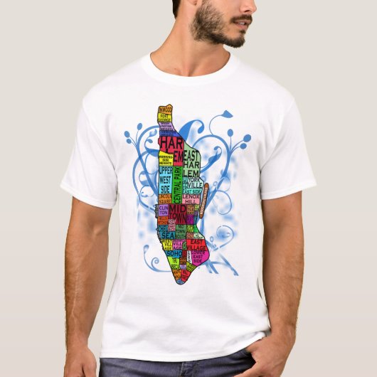 Farbunterlegte Manhattan-Karte T-Shirt (Vorderseite)