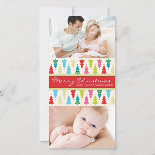 FARBURLAUB FOTOKARTE: patternedxmastree 2P Feiertagskarte (Vorderseite)