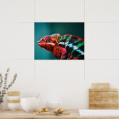 Farbverändernder Regenbogenfarben-Chameleon-Reptil Poster (Küche)