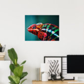 Farbverändernder Regenbogenfarben-Chameleon-Reptil Poster (Heimbüro)