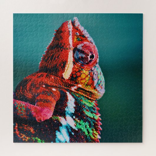 Farbverändernder Regenbogenfarben-Chameleon-Reptil Puzzle (Horizontal)