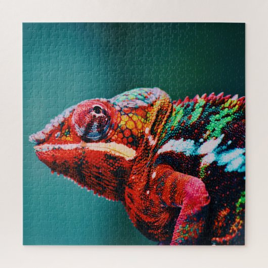 Farbverändernder Regenbogenfarben-Chameleon-Reptil Puzzle (Vertikal)