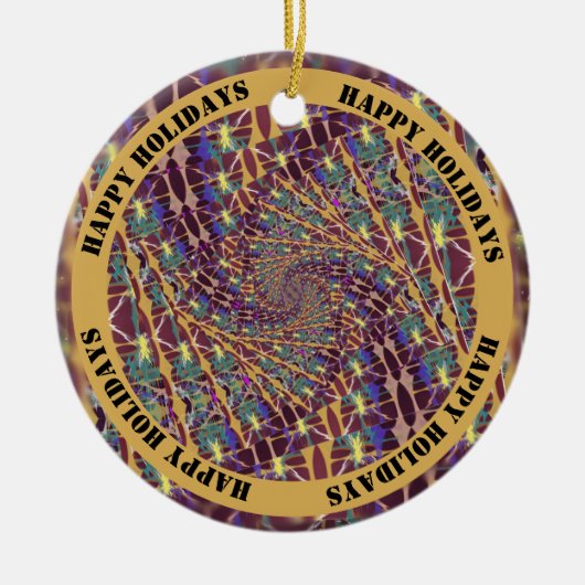 Farbverändertes Kaleidoskop - Anpassbarer Text Keramik Ornament (Vorne)