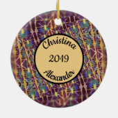 Farbverändertes Kaleidoskop - Anpassbarer Text Keramik Ornament (Hinten)