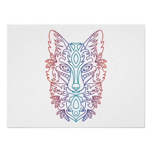 Farbverlauf der Wölfe im künstlerischen Gefälle Poster (Vorderseite)