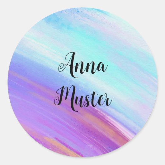 Farbverlauf - lila türkis - Wasserfarbe Runder Aufkleber (Vorderseite)