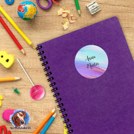 Farbverlauf - lila türkis - Wasserfarbe Runder Aufkleber