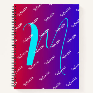 Farbverlauf Rot & Blau - Monogramm Name Notizblock