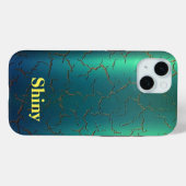 Farbverlauf von grün bis blau Monogramm Case-Mate  iPhone Hülle (Rückseite (Horizontal))