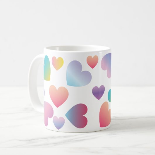 Farbverlaufsherzen Kaffeetasse (Vorderseite Links)