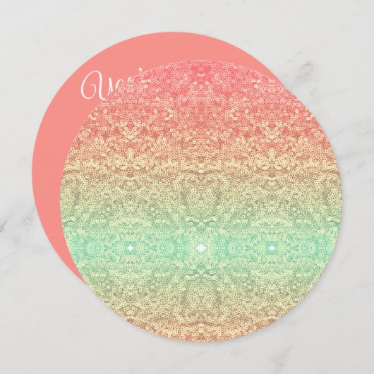 Farbverlaufsmuster rosa goldgrün einladung (Vorne/Hinten)