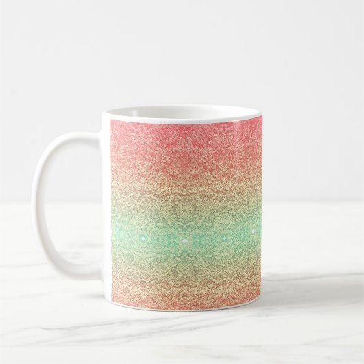 Farbverlaufsmuster rosa goldgrün kaffeetasse (Links)
