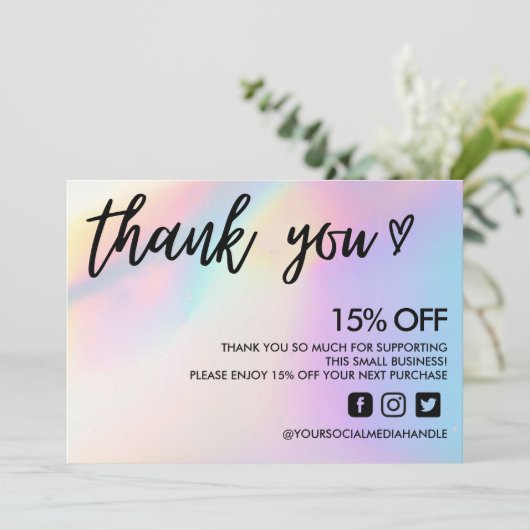 Farbverschiebung Vielen Dank Einladung (Stehend Vorderseite)