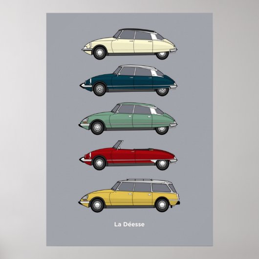 Farbversion der Citroen-DS-Kollektion Poster (Vorne)