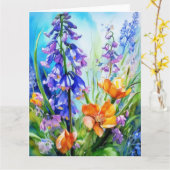 Farbvolle Bluebell-Blume Karte (Gelbe Blume)