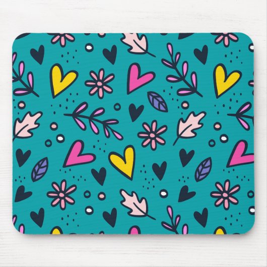 Farbvolle Blume und Herz anpassen Mousepad (Vorne)