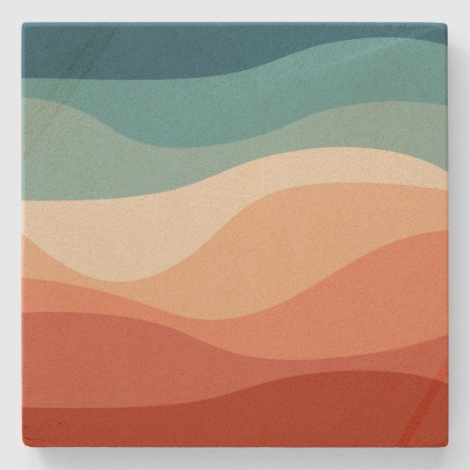 Farbvolle Dekoration im Retrostil Steinuntersetzer (Vorderseite)