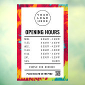 Farbvolle Gefärbte Krawatte Öffnungszeiten mit QR- Fensteraufkleber (Blatt 3)