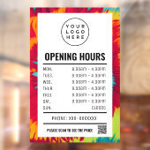 Farbvolle Gefärbte Krawatte Öffnungszeiten mit QR- Fensteraufkleber (Blatt 2)