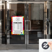 Farbvolle Gefärbte Krawatte Öffnungszeiten mit QR- Fensteraufkleber (Büro Tür)