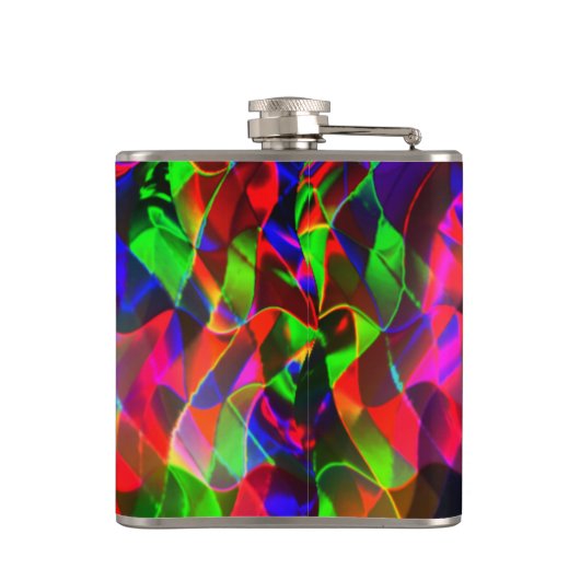 Farbvolle gekrümmte Dreiecke oder farbige Wellen. Flachmann (Rückseite)