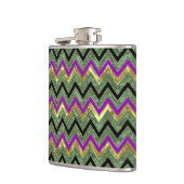 Farbvolle geometrische Zickzack Goldakzente Flachmann (Links)