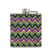 Farbvolle geometrische Zickzack Goldakzente Flachmann (Rückseite)