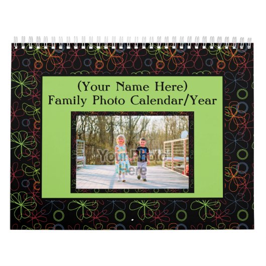 Farbvolle Rahmen Familienformat 1 pro Seite Kalender (Titelbild)