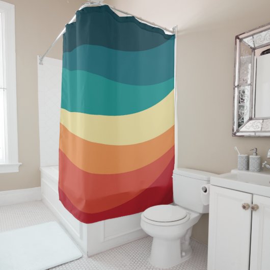 Farbvolle Retrostil-Kurven Design Duschvorhang (Beispiel)