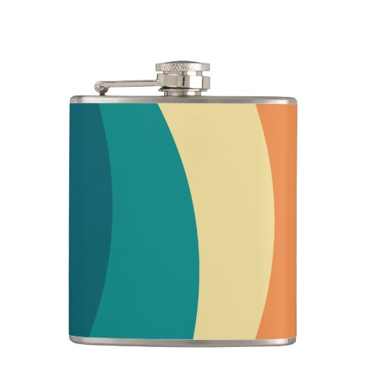 Farbvolle Retrostil-Kurven Design Flachmann (Vorderseite)