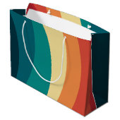 Farbvolle Retrostil-Kurven Design Große Geschenktüte (Rückseite Schrägansicht)
