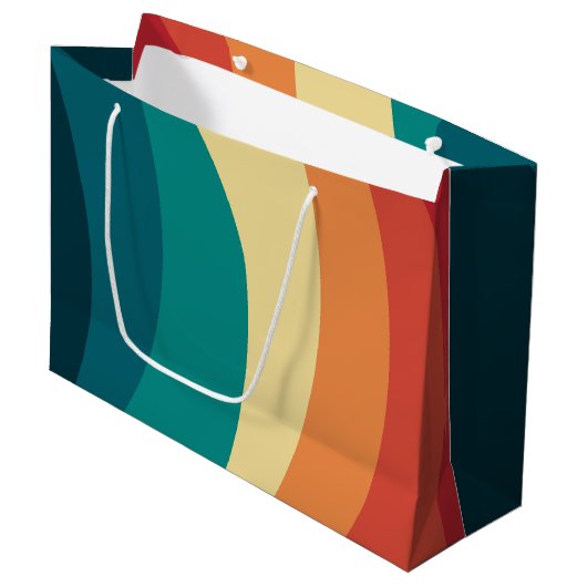 Farbvolle Retrostil-Kurven Design Große Geschenktüte (Vorderseite Schrägansicht)