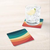 Farbvolle Retrostil-Kurven Design Rechteckiger Pappuntersetzer (Vor Ort)