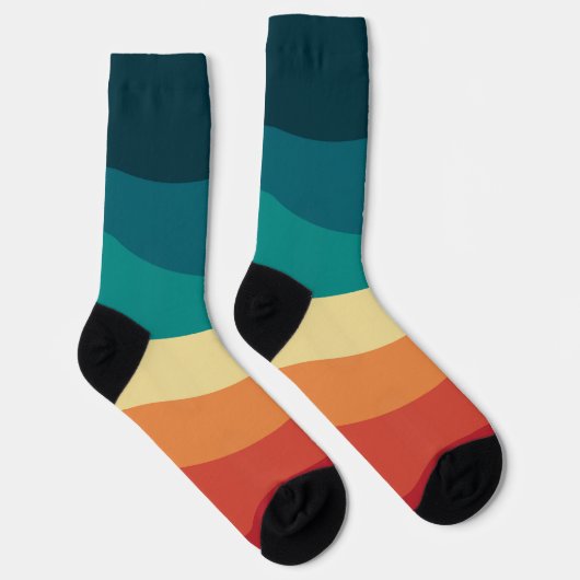 Farbvolle Retrostil-Kurven Design Socken (Rechts)