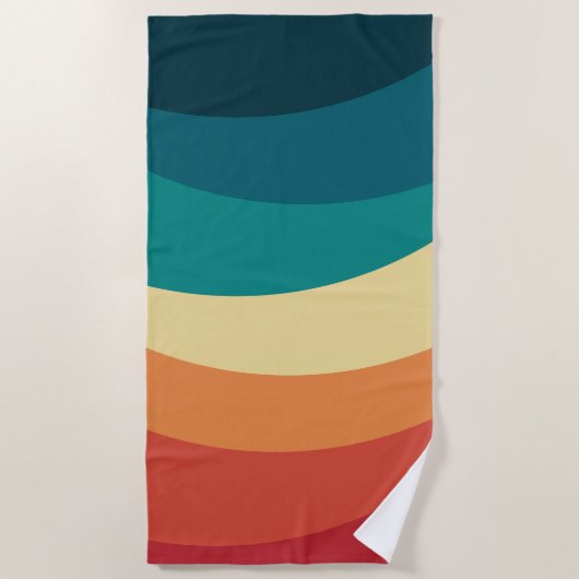 Farbvolle Retrostil-Kurven Design Strandtuch (Vorderseite)