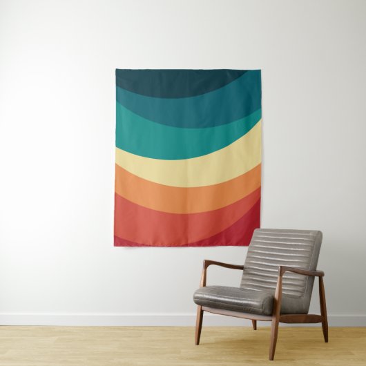 Farbvolle Retrostil-Kurven Design Wandteppich (Beispiel)