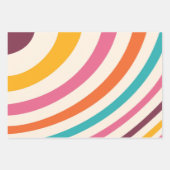 Farbvolle Retrostil-Kurven Geschenkpapier Set (Vorderseite 2)