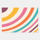 Farbvolle Retrostil-Kurven Geschenkpapier Set (Vorderseite)
