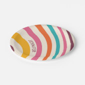 Farbvolle Retrostil-Kurven Pappteller (Schrägansicht)