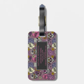 Farbvolle Skulls Trendy Monogram Mauve Gepäcktag Gepäckanhänger (Rückseite vertikal)
